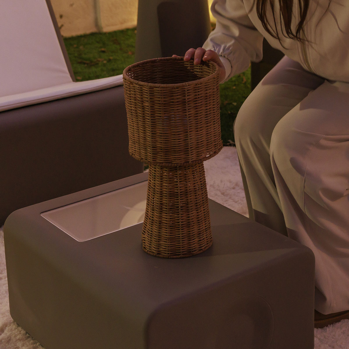 Lampe à poser Grace 40 Nature en fibres naturelles