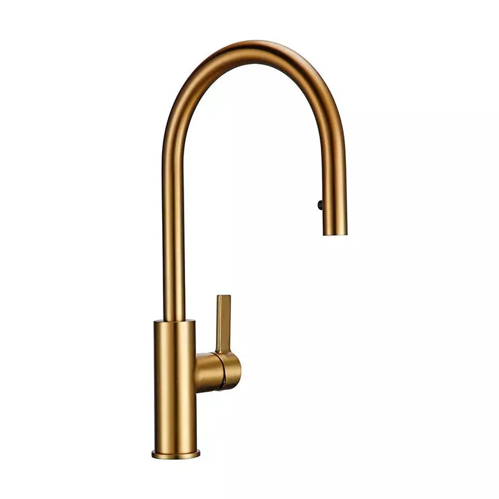 Bagnolux Black Gold Brass Rotation Holder Single Hole Deck Mounted Cold and Hot Water Mixer Pull-Out Sprayer Kitchen Sink Faucet | Designix -  Tap-Brushed gold China  - https://designix.fr/