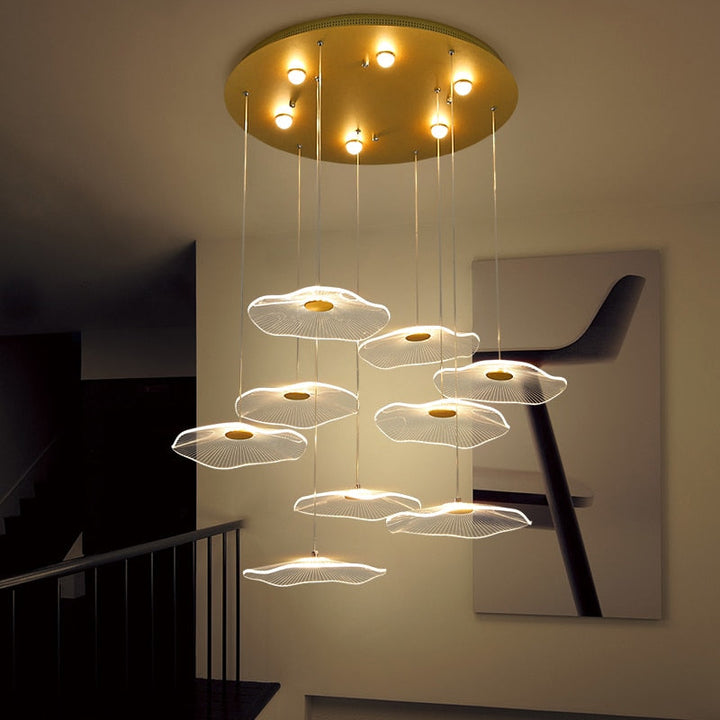 lustre-nuage | Designix - Blanc/Or 9 Têtes - https://designix.fr