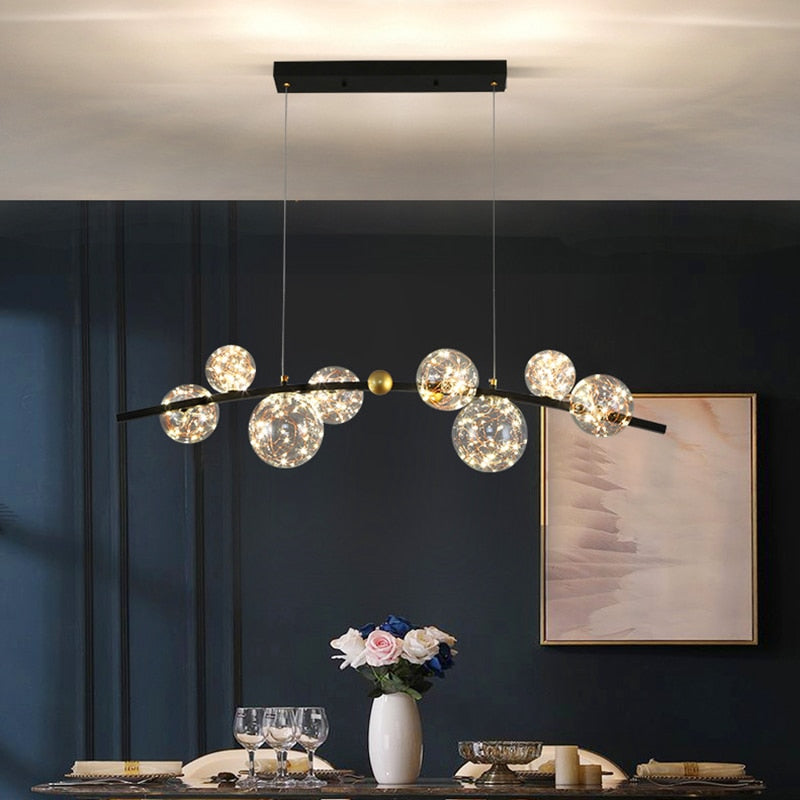 lustre-globe | Designix - Lustre Noir Courbé - https://designix.fr