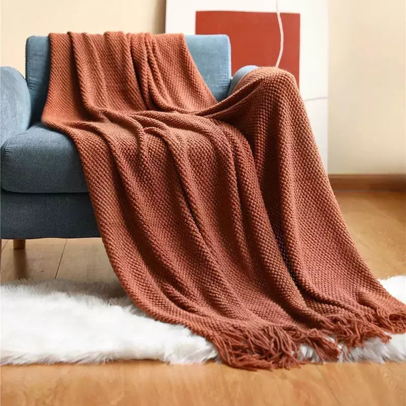 plaid jeté de canapé | Designix -  corn Brick red 127x172cm CHINA - https://designix.fr/