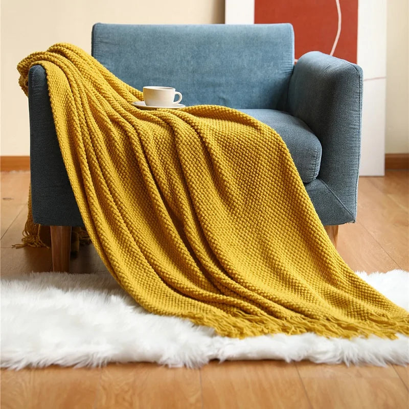 plaid jeté de canapé | Designix -  corn yellow 127x172cm CHINA - https://designix.fr/