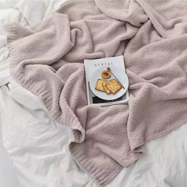 REGINA Brand Chic Cozy Knitted Blanket Concise Style Pure Color Gray Beige Pink Purple Yellow Fluffy Downy Sofa Bed Soft Blanket | Designix -  beige 130X160cm blanket  - https://designix.fr/