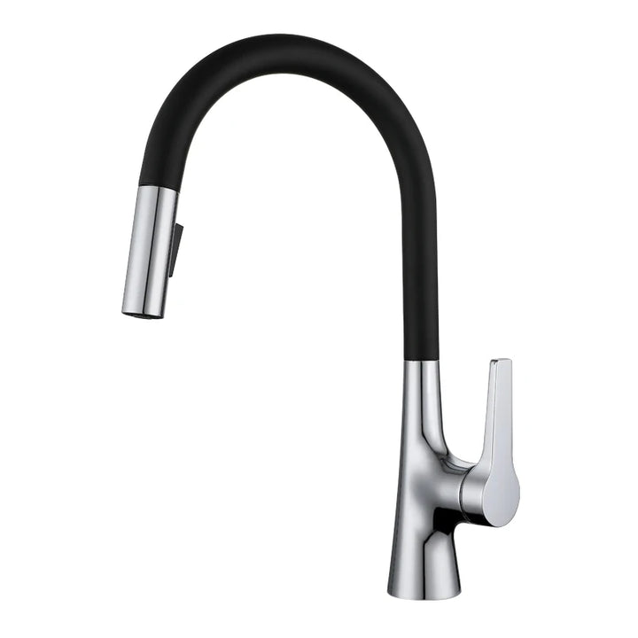 Bagnolux Black Rose Gold Deck Mounted Kitchen Faucet Two Function Single Handle Pull Out Mixer Hot and Cold Water Pull Out Taps | Designix -  Chrome Black   - https://designix.fr/