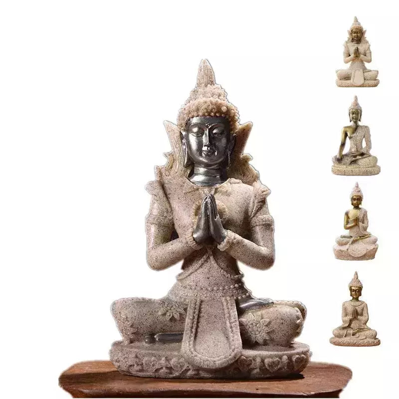 VILEAD 11 Style Nature Sandstone Buddha Statue Thailand Buddha Figurine Hindu Fengshui Sculpture Meditation Miniature Home Decor | Designix -     - https://designix.fr/