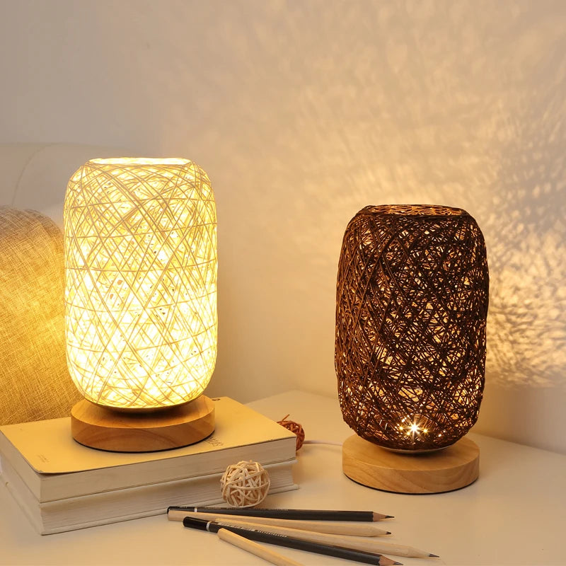 Lampe en Rotin Bureau | Halo Tressé | Designix - Lampe de chevet    - https://designix.fr/