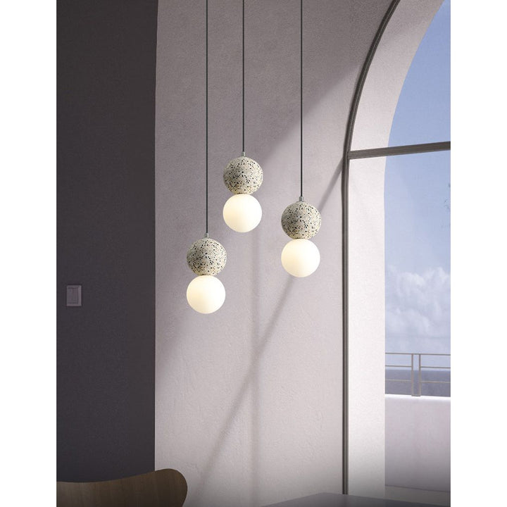 Pendentif Bois Verre Ciment | Ulmo | Designix - Suspension luminaire    - https://designix.fr