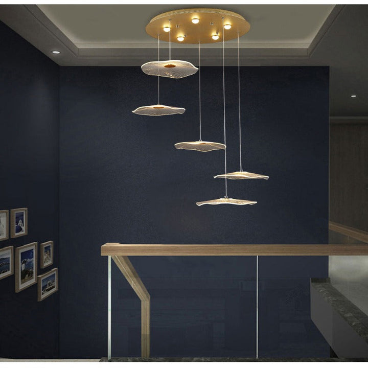 lustre-nuage | Designix - Blanc/Or 5 Têtes - https://designix.fr