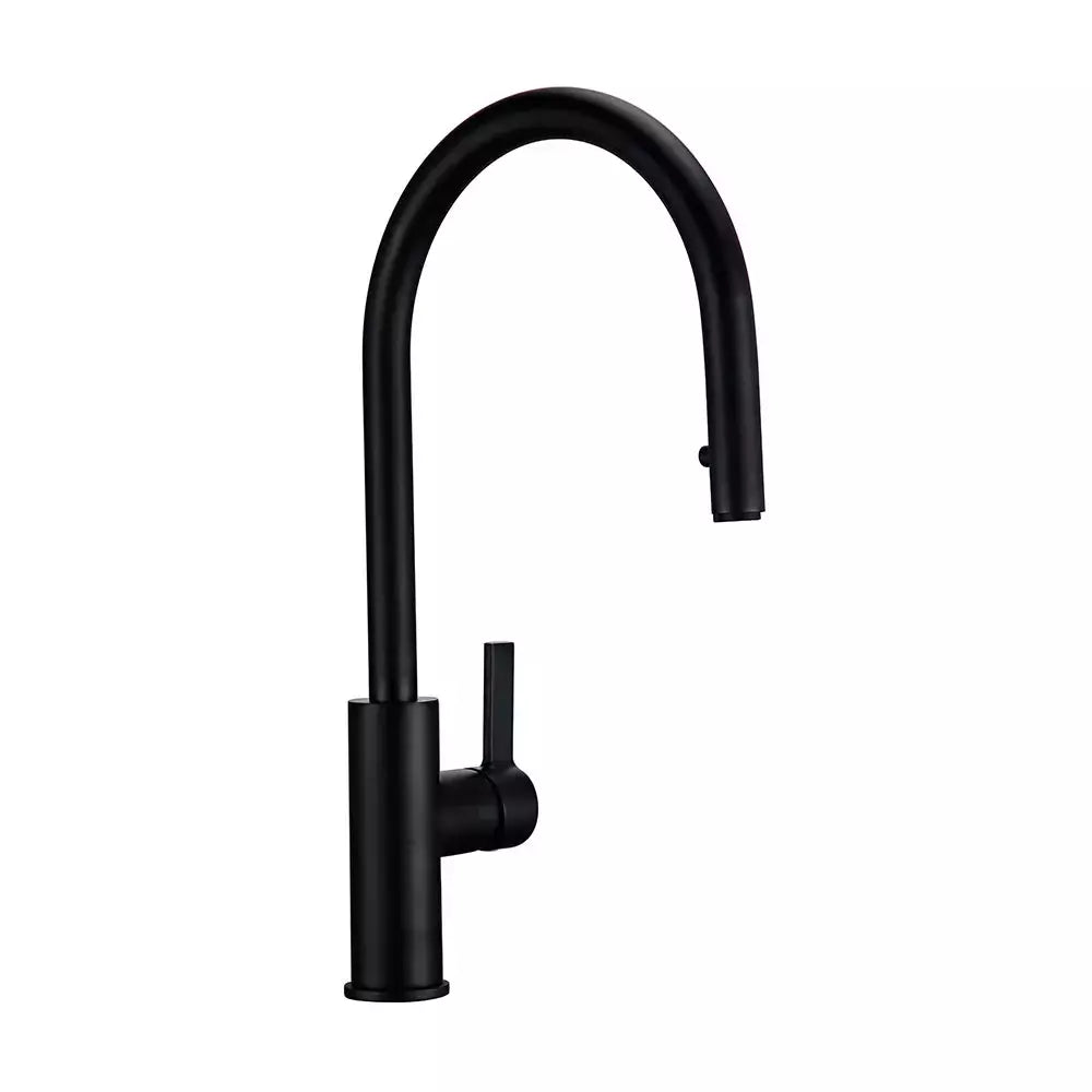 Bagnolux Black Gold Brass Rotation Holder Single Hole Deck Mounted Cold and Hot Water Mixer Pull-Out Sprayer Kitchen Sink Faucet | Designix -  Tap-Matter Black China  - https://designix.fr/