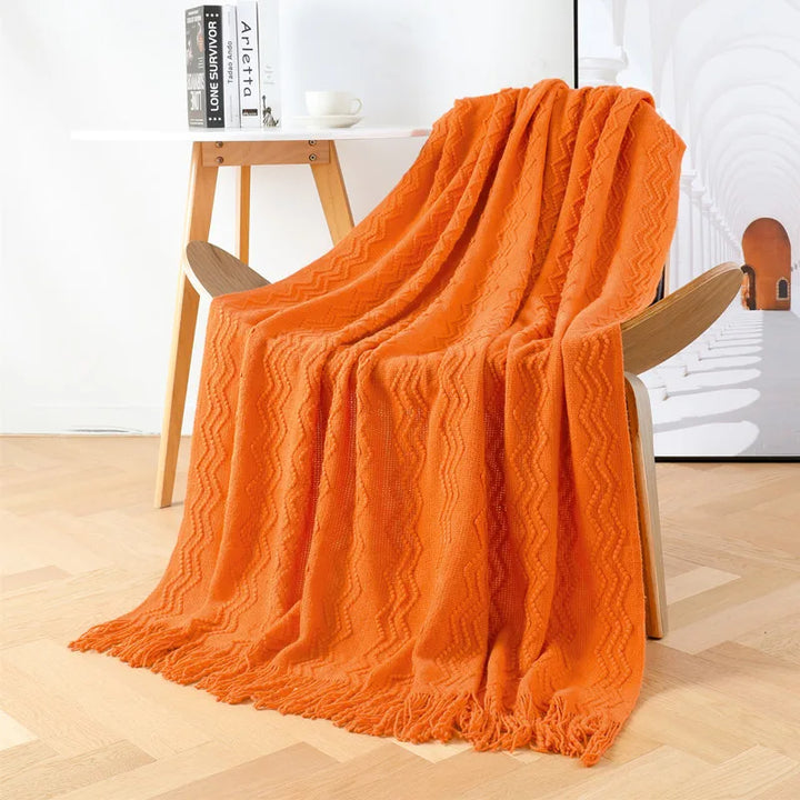plaid fin canapé | Designix -  Orange 127x172cm  - https://designix.fr/