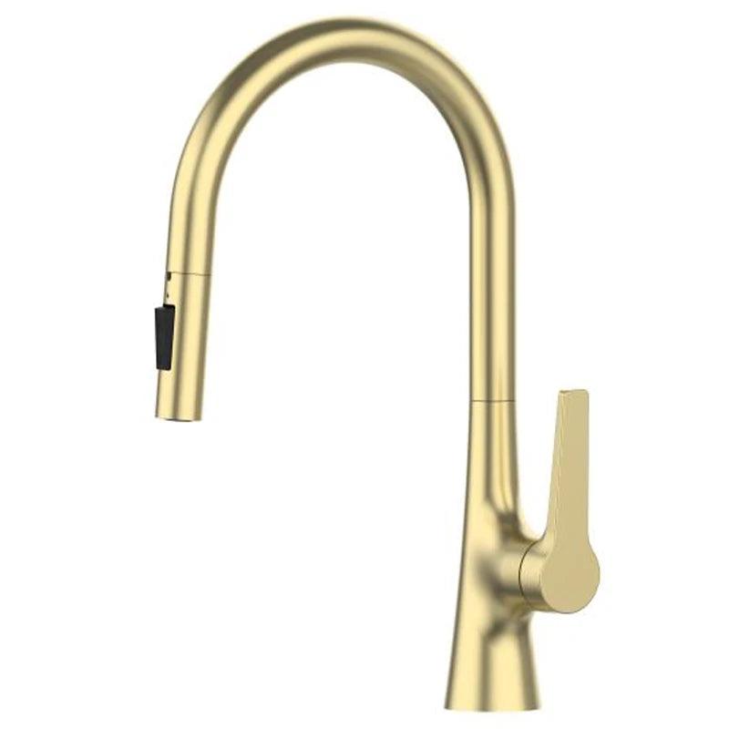Bagnolux Black Rose Gold Deck Mounted Kitchen Faucet Two Function Single Handle Pull Out Mixer Hot and Cold Water Pull Out Taps | Designix -  Brushed Gold   - https://designix.fr/