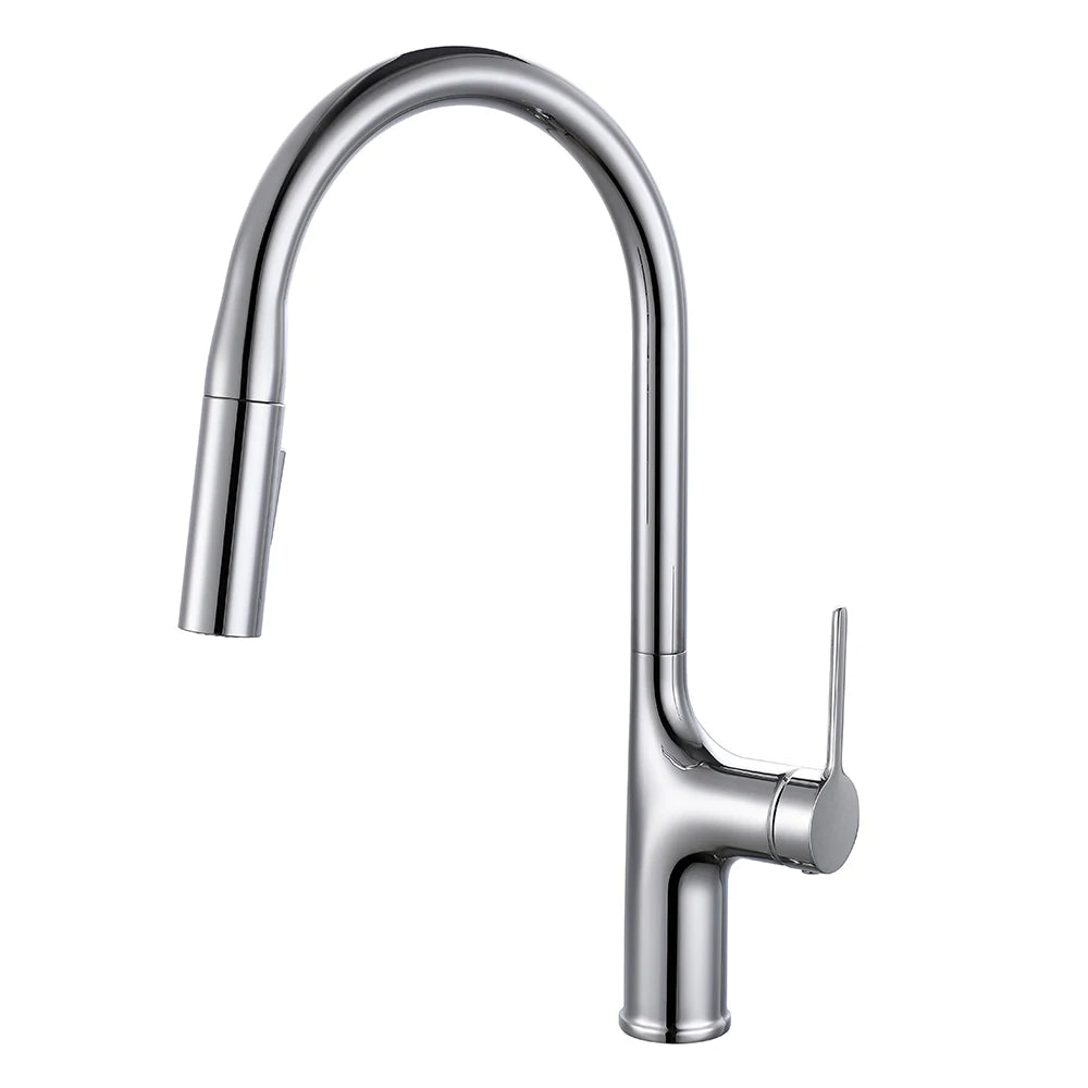Bagnolux Black Rose Gold Deck Mounted Kitchen Faucet Two Function Single Handle Pull Out Mixer Hot and Cold Water Pull Out Taps | Designix -  Chrome 1   - https://designix.fr/