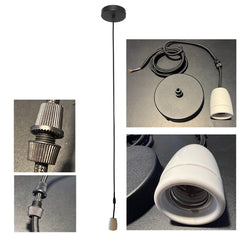 Suspension 160 cm avec douille en porcelaine E27