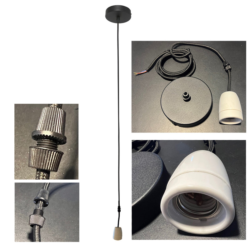 Suspension 160 cm avec douille en porcelaine E27