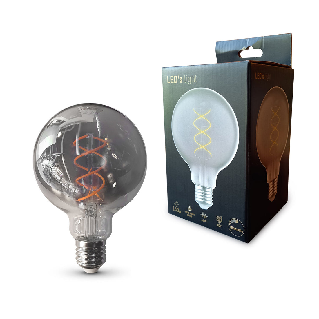 Ampoule fumée dimmable avec culot E27 140 lumens 1800 kelvins 4,5 watts