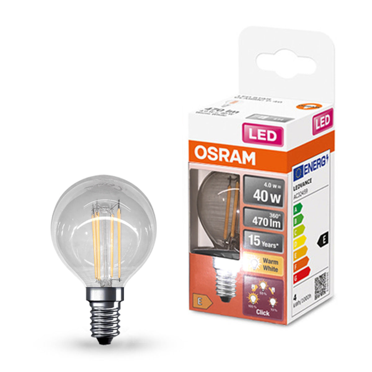 Ampoule LED 3 niveaux 4W E14 à filament Osram