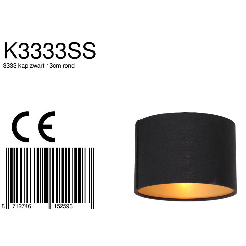 K3333SS abat-jour noir 13 cm rond