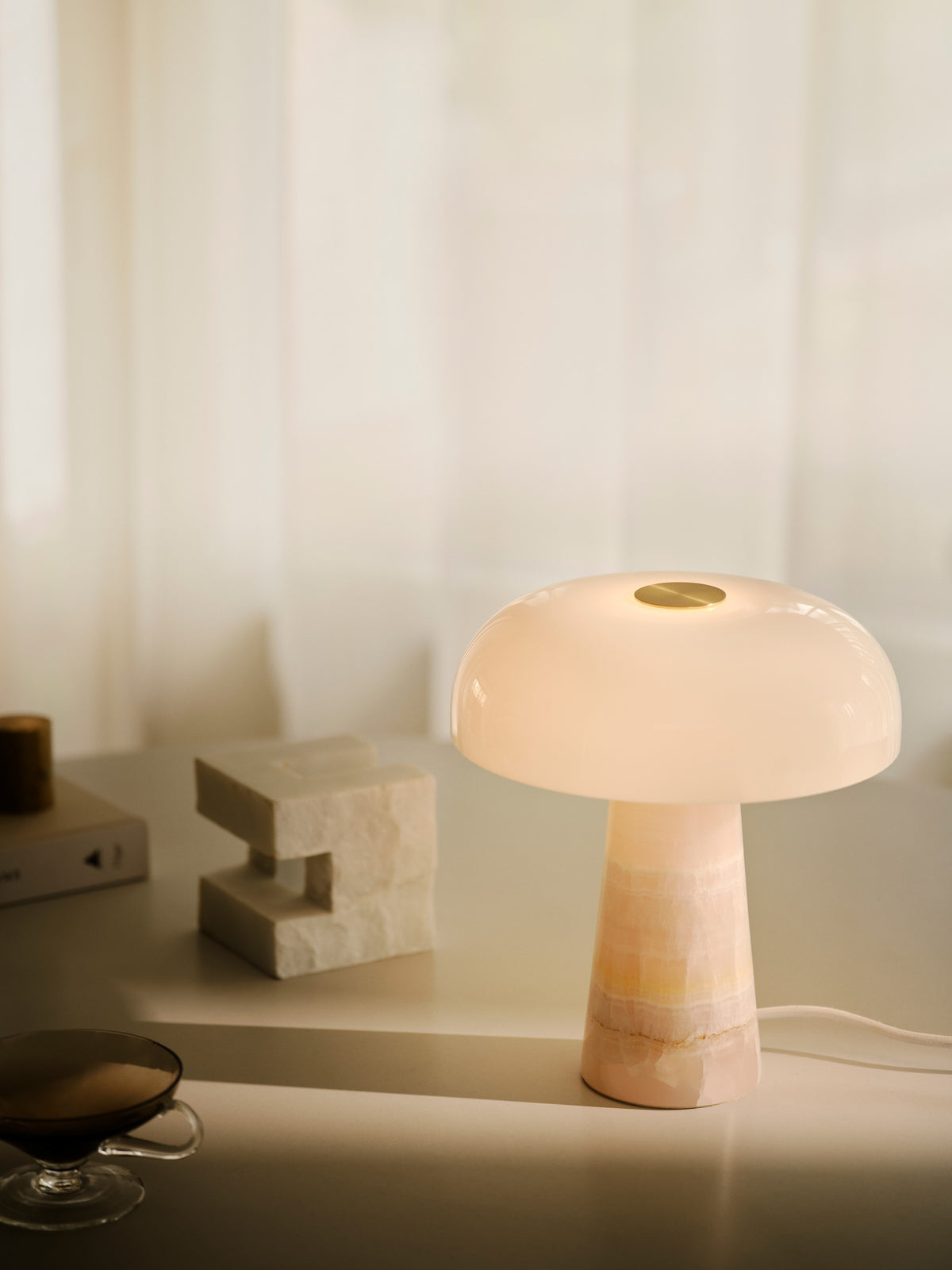 Lampe à poser Glossy Mini rose, verre