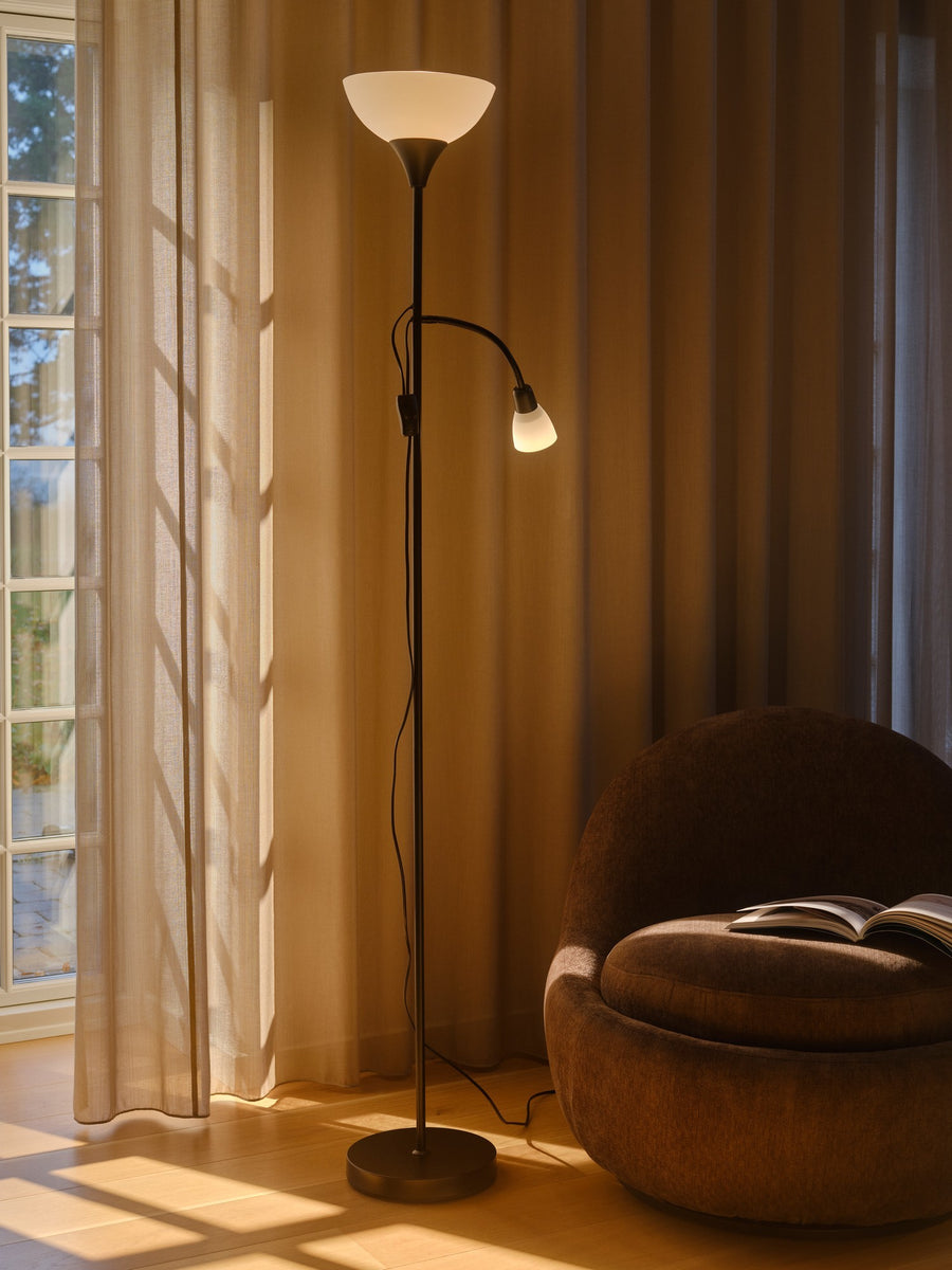 Lampadaire Lauria noir, verre