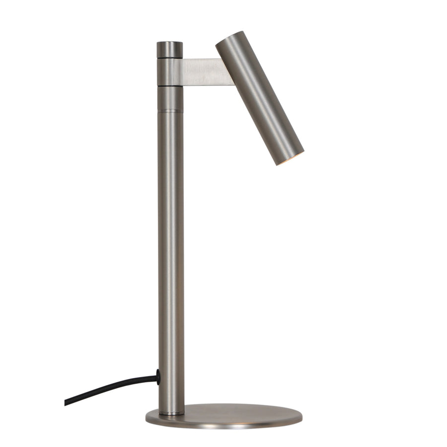 Profil de la lampe montrant le bras articulé et la tête orientée sur le côté.