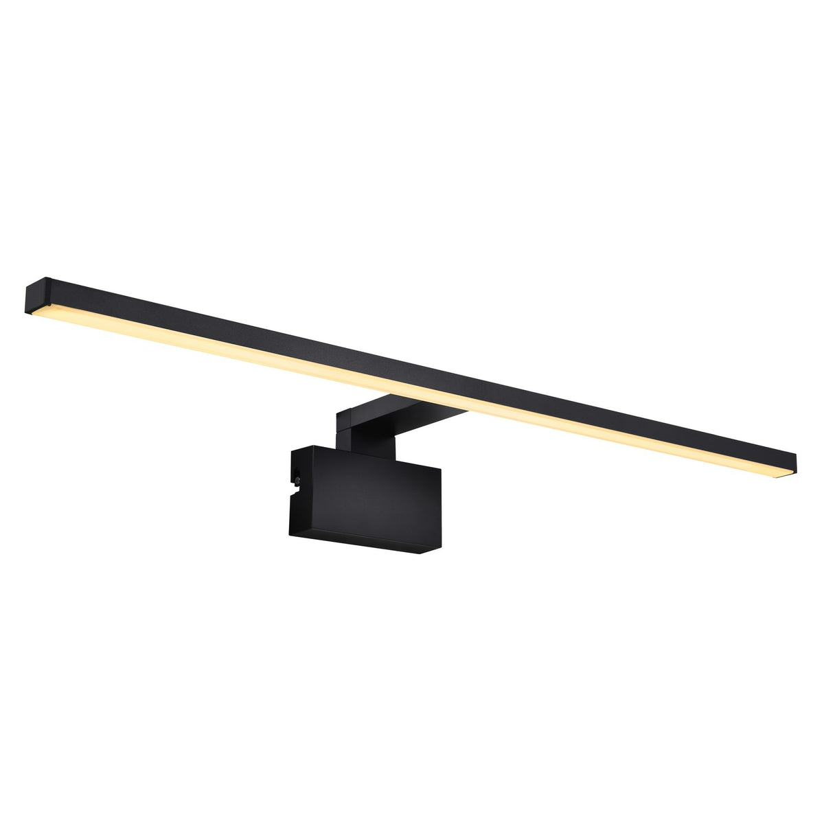 Vue rapprochée montrant la barre LED noire et le bandeau lumineux chaud allumé.