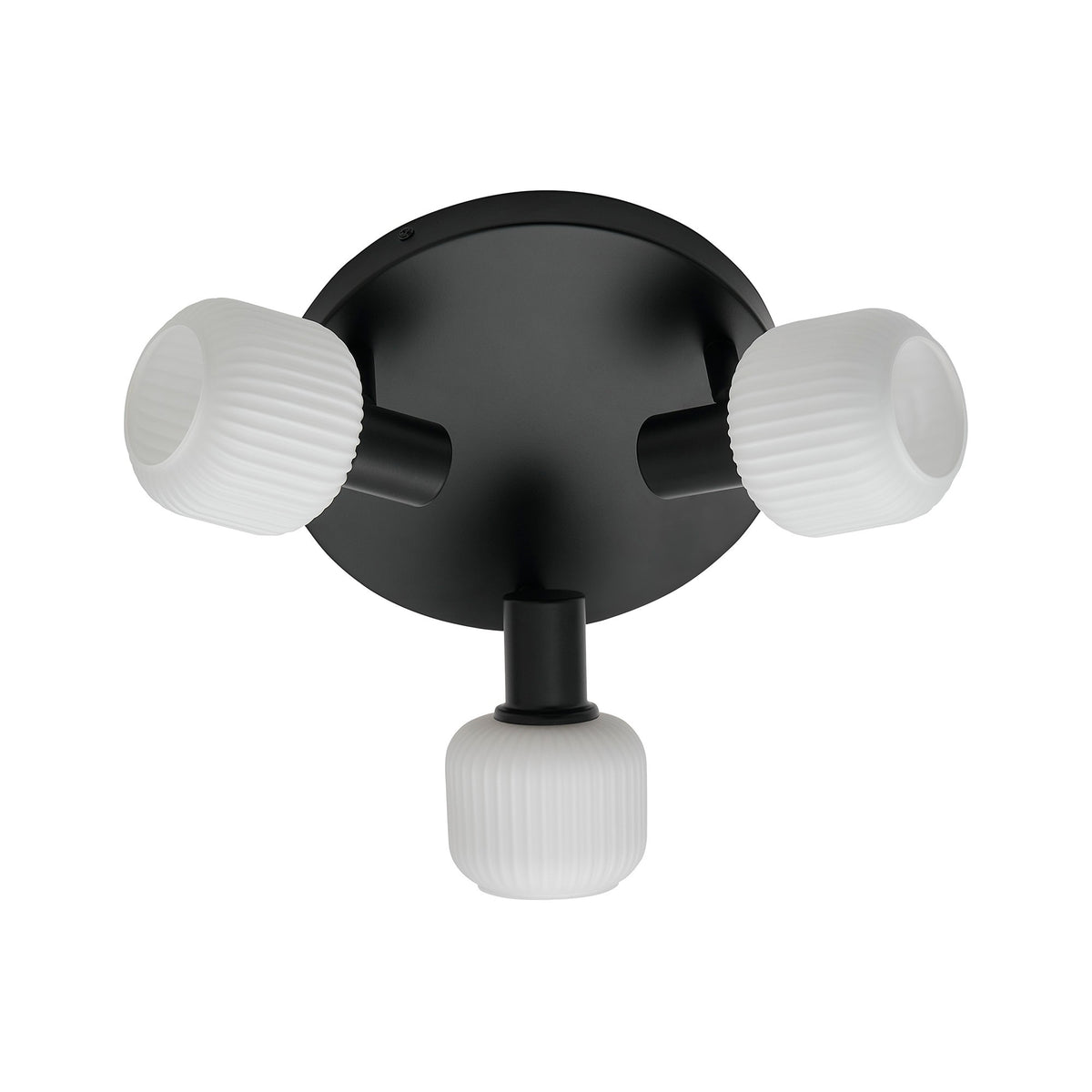 Détail des diffuseurs en verre dépoli blanc à côtes sur support noir