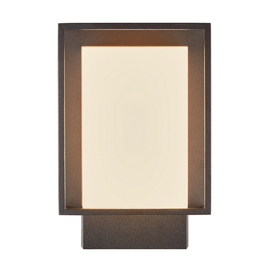Vue frontale de l'applique murale noire avec diffuseur blanc rectangulaire.