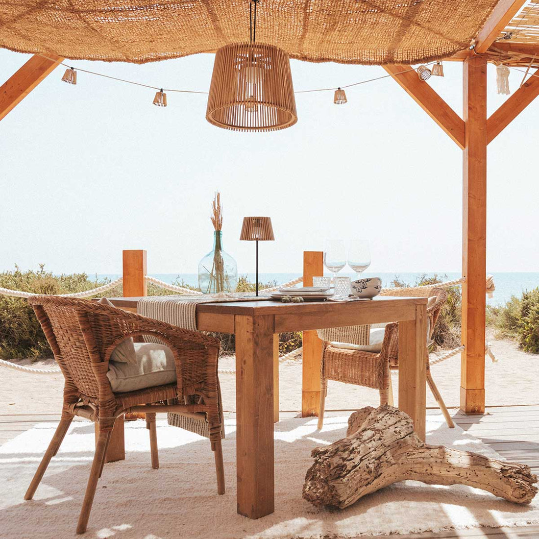 Lampe à poser solaire Okinawa Table en bambou