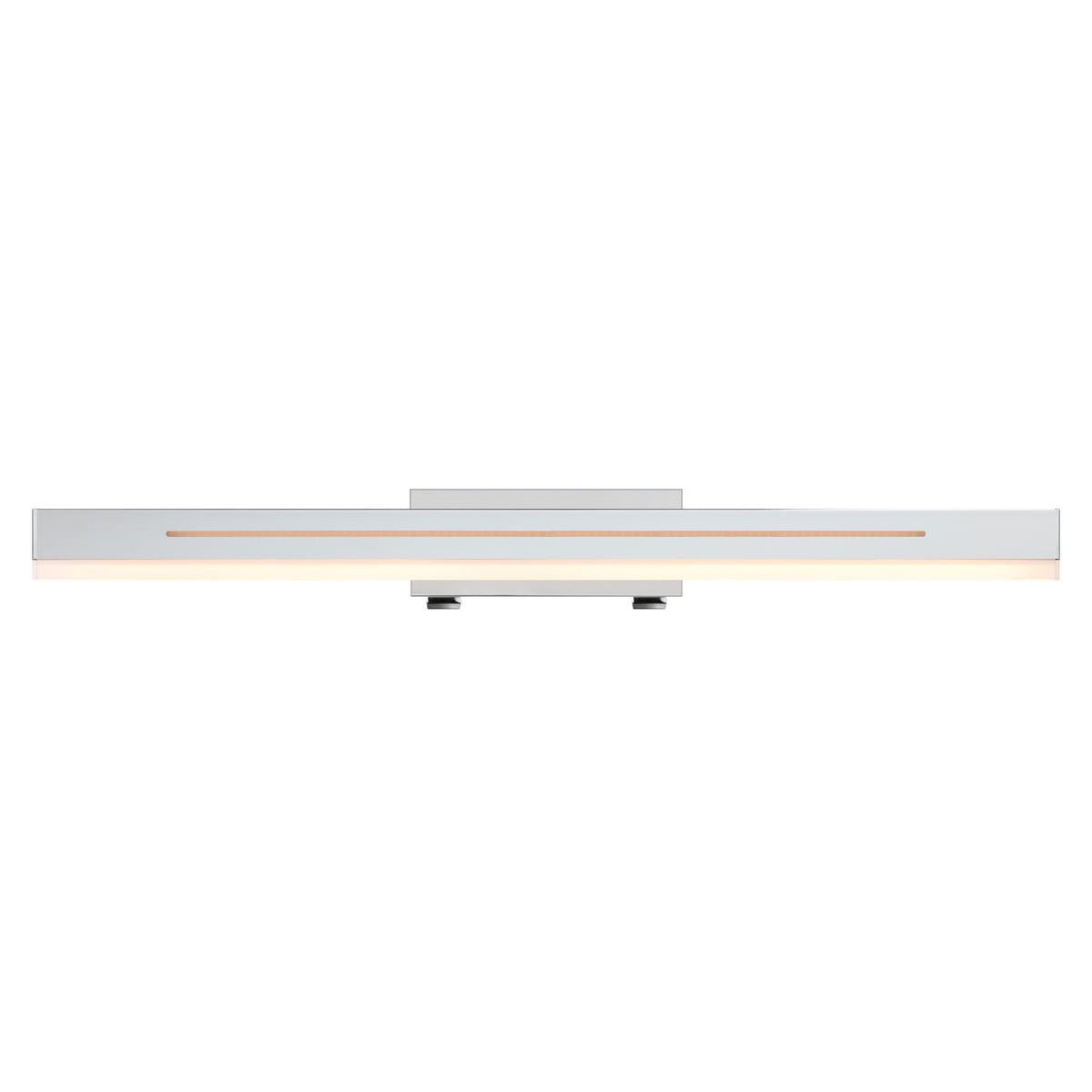 Vue de face du bandeau lumineux gris clair avec longue ligne LED allumée