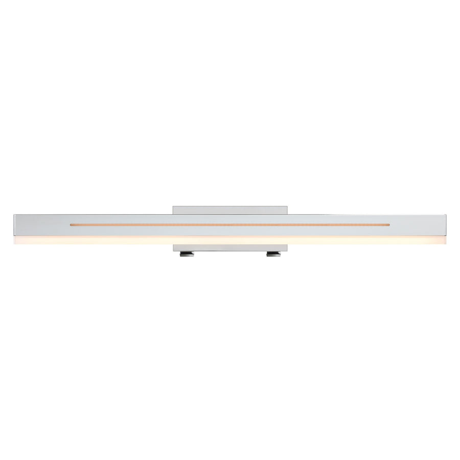 Vue de face du bandeau lumineux gris clair avec longue ligne LED allumée