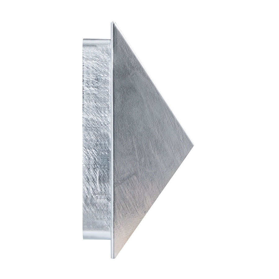 Profil latéral du boîtier en acier galvanisé, silhouette triangulaire et platine murale
