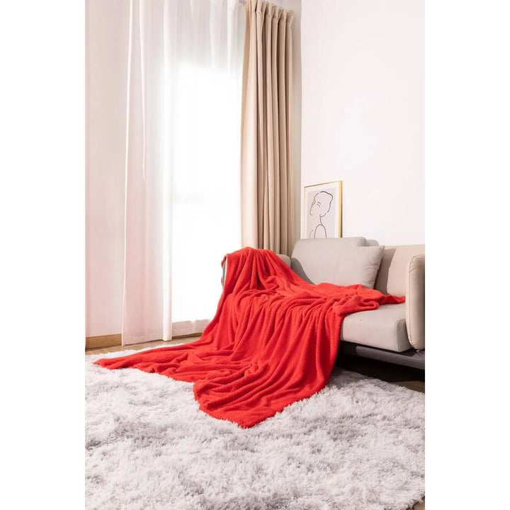 plaid chaud et doux grande taille | Designix -  corn red 100x150cm  - https://designix.fr/