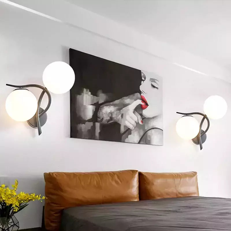 Nordic LED Wall Lamp Glass ball Black Wall lamps G4 bulb Loft cafe Bedside porch light fixture | Designix -     - https://designix.fr/