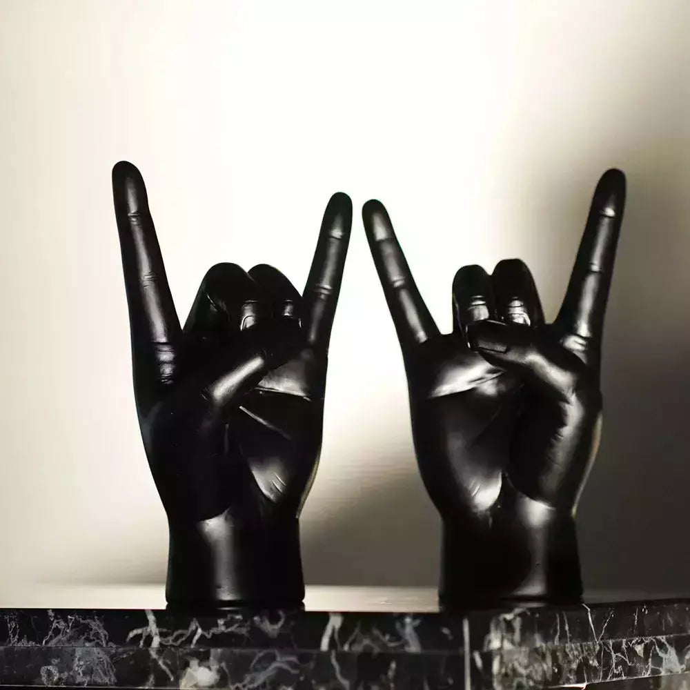 Vilead Resin Rock and Roll Gesture Hand Figurines Devil Horns Sculpture Home Decoration Accessories Shelf Tabletop Decor Pop Art | Designix -     - https://designix.fr/