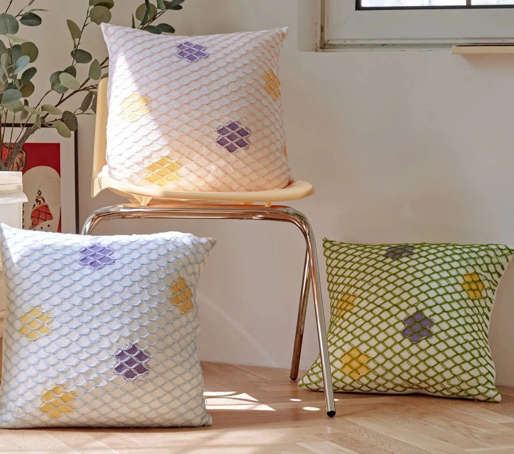 REGINA Macrame Mermaid Design Pillow Case Elegant Colorful Flower Zipper Room Decor Cushion Cover Bed Soft Cotton Pillow Cover | Designix - Coussin    - https://designix.fr/