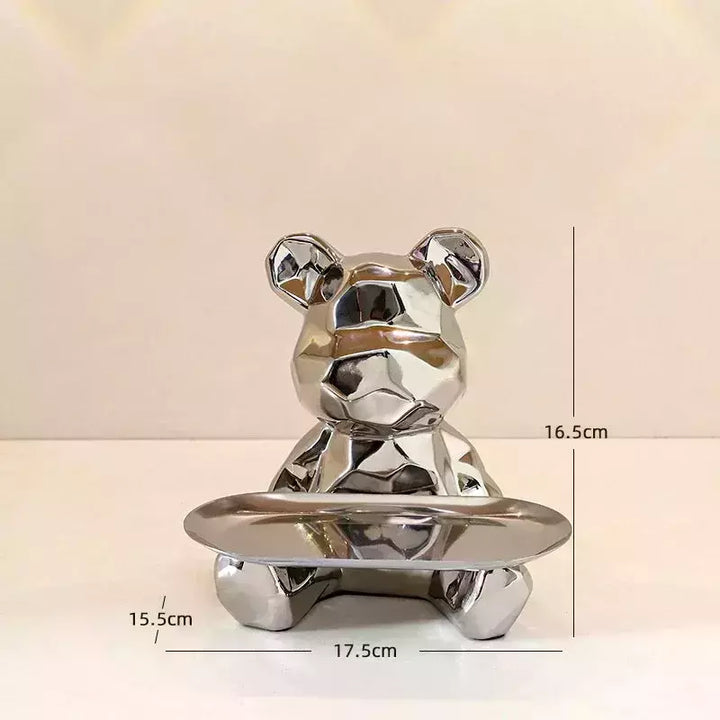 Ceramic Geometric Bear Ornament Coin Bank Home Living Room Desktop Remote Control Key Storage Tray Decorative Statue Gift | Designix -  B   - https://designix.fr/