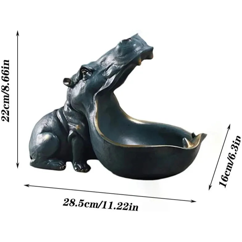 Resin Hippo Statue Sculpture Figurine Key Candy Storage Ornaments Container Decoration Home Table Decoration Accessories Gift | Designix -  Large 2   - https://designix.fr/