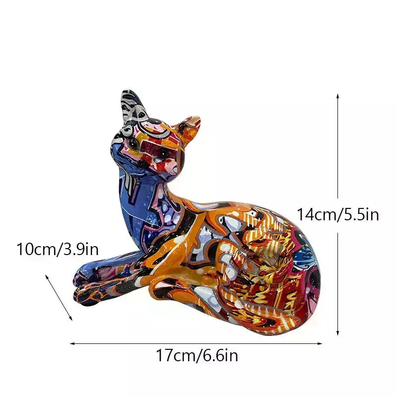 Vilead Resin Graffiti Cat Figurine Creative Multicolor Statue Animal Sculpture Modern Home Office Desktop Decoration Accessories | Designix -  A   - https://designix.fr/