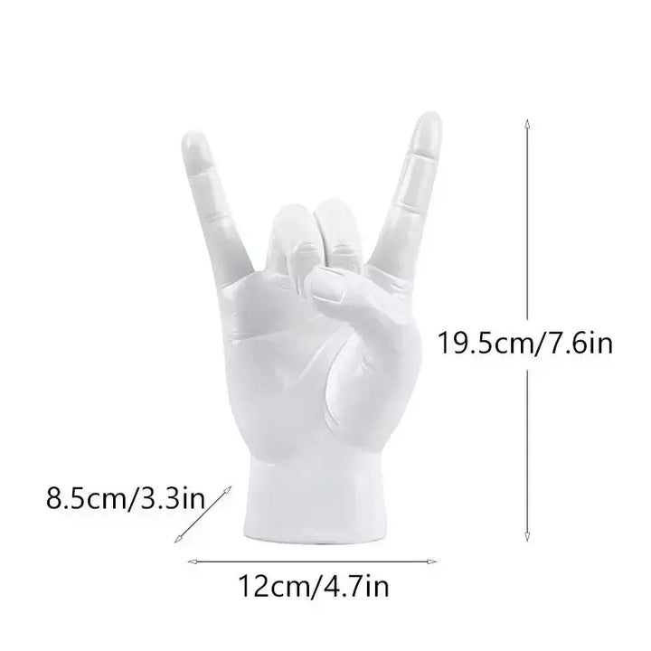 Vilead Resin Rock and Roll Gesture Hand Figurines Devil Horns Sculpture Home Decoration Accessories Shelf Tabletop Decor Pop Art | Designix -  right hand white   - https://designix.fr/