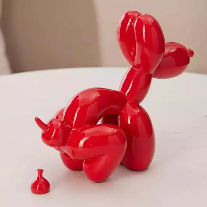 Vilead Funny Balloon Pooping Dog Sculptures Resin Pop Art Statue White Red Ornament Bathroom Home Decoration Accessories Object | Designix -     - https://designix.fr/