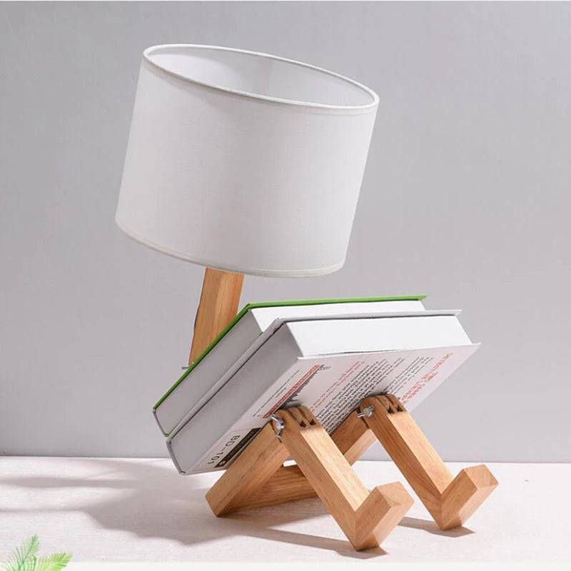 Lampe Bonhomme Bois Assis | Compagnon Luminé | Designix - Lampe de chevet Blanc Froid   - https://designix.fr/