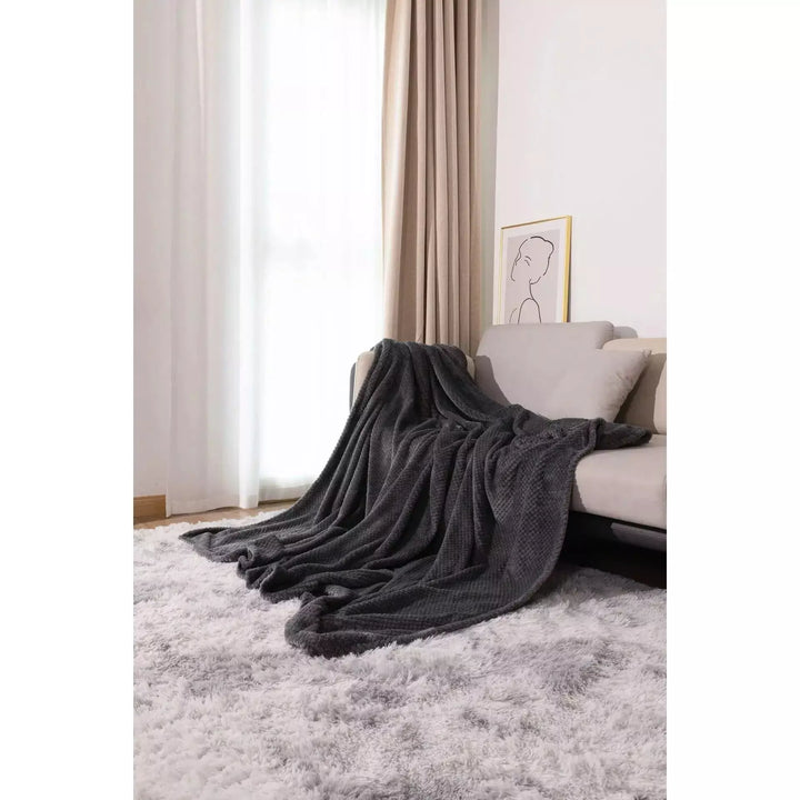 plaid chaud et doux grande taille | Designix -  corn dark grey 100x150cm  - https://designix.fr/