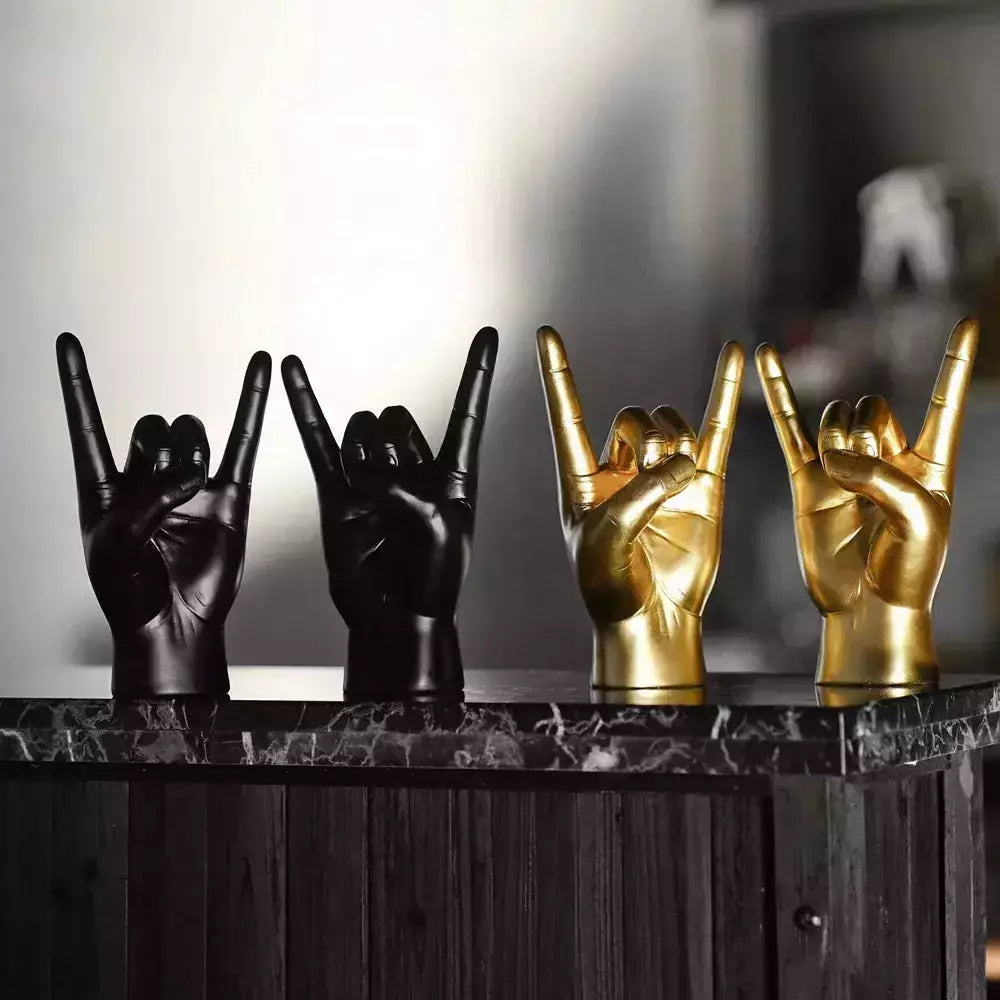 Vilead Resin Rock and Roll Gesture Hand Figurines Devil Horns Sculpture Home Decoration Accessories Shelf Tabletop Decor Pop Art | Designix -     - https://designix.fr/