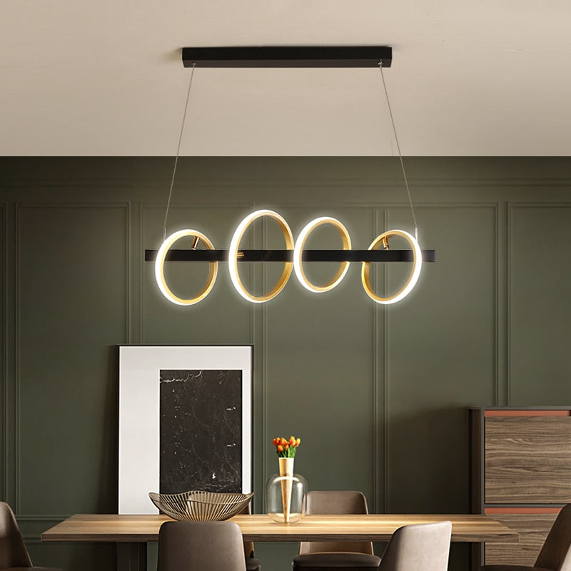 lustre-led-moderne | Designix - Lustre Noir/Or 80 cm - https://designix.fr