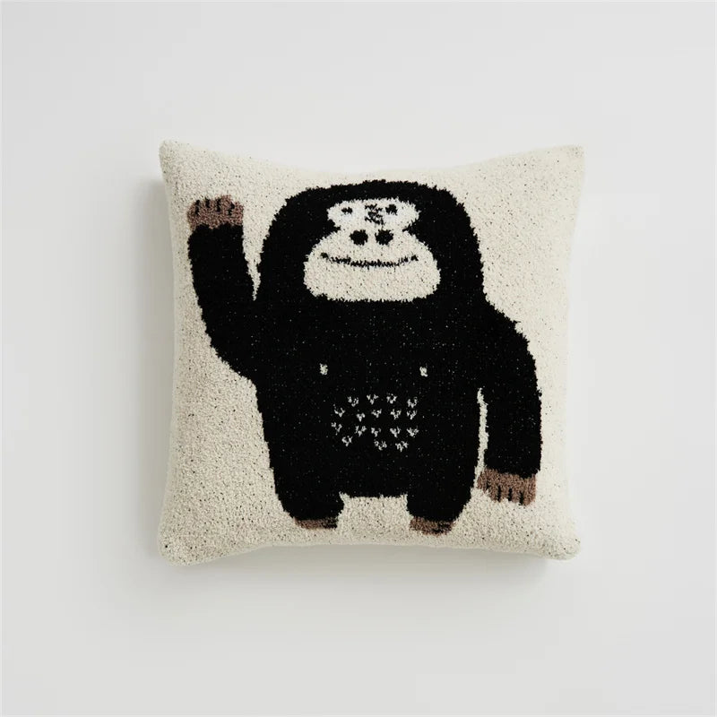 REGINA Kawaii Cartoon Gorilla Pillow Case Sofa Cozy Fluffy Cute Cushion Cover 45*45cm Home Decorative Sofa Bed Knit Pillow Cover | Designix - Coussin black gorilla 450mm*450mm  - https://designix.fr/