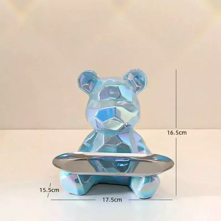 Ceramic Geometric Bear Ornament Coin Bank Home Living Room Desktop Remote Control Key Storage Tray Decorative Statue Gift | Designix -  F   - https://designix.fr/