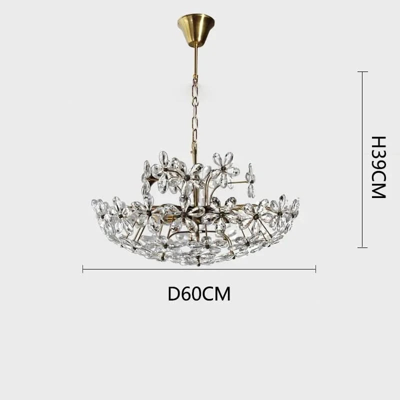lustre plafond rétro fleur cristal led luxe décoration | Designix - Luminaire Diamètre 60CM Blanc chaud - https://designix.fr