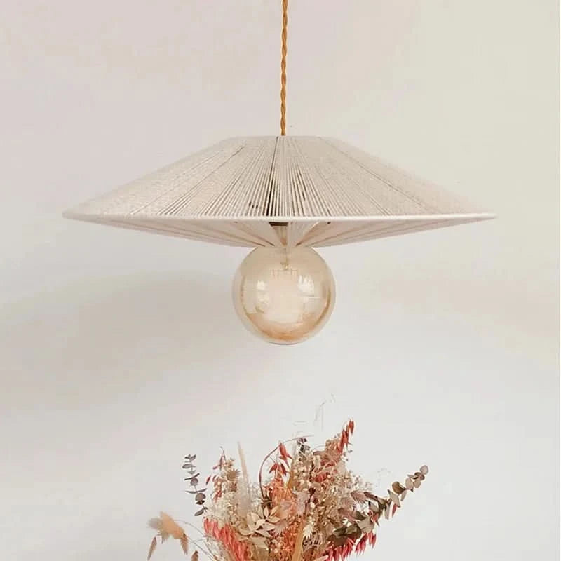 Lustre rétro japonais en corde de chanvre tissée | Designix - Luminaire - https://designix.fr