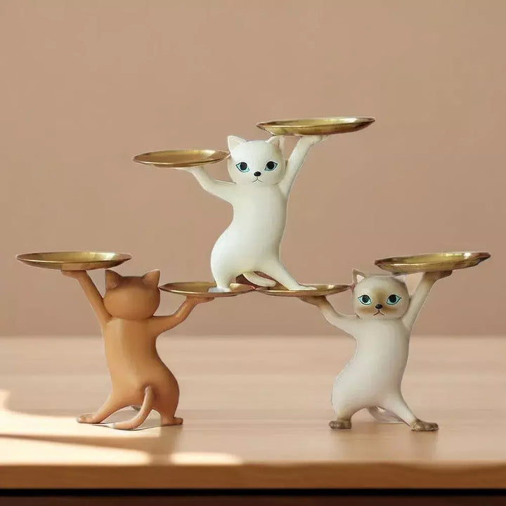 Vilead Resin Creative Cat Figurines Storage Tray Key Holder Animal Model Statue Home Living Room Porch Ornaments Decoration Gift | Designix -     - https://designix.fr/