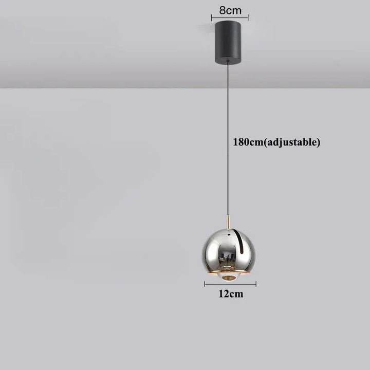 Luminaire Suspension Boule Réglable | Éclat Moderne | Designix - Suspension luminaire Chrome | Socle Classique Tactile  - https://designix.fr/